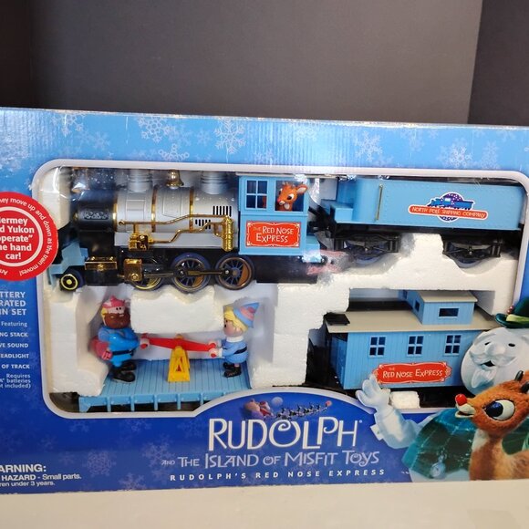 Rudolph's Red Nose Express Train Set Island Of Misfit Toys Memory Lane - Picture 1 of 15